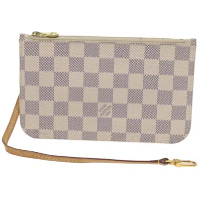 Pre-owned Louis Vuitton Neverfull Pouch Canvas Clutch Bag () In White