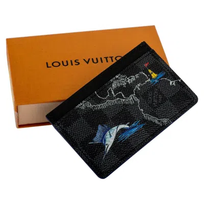 Pre-owned Louis Vuitton New In Box  Damier Graphite Europe Card Case In Black