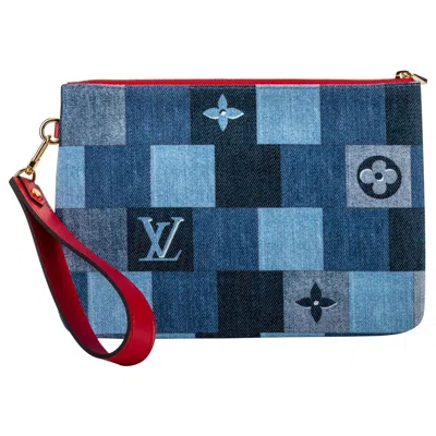 Pre-owned Louis Vuitton New In Box Vuitton Denim Pochette Bag In Blue