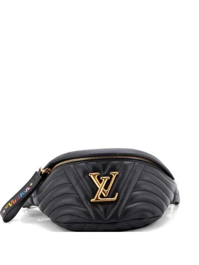 Pre-owned Louis Vuitton New Wave Bumbag Quilted Leather Belt Bag In Black