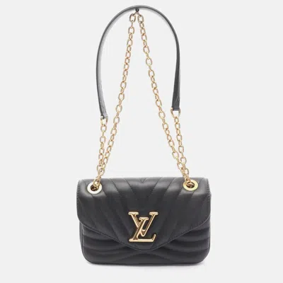 Pre-owned Louis Vuitton New Wave Chain Bag Pm Shoulder Leather Black