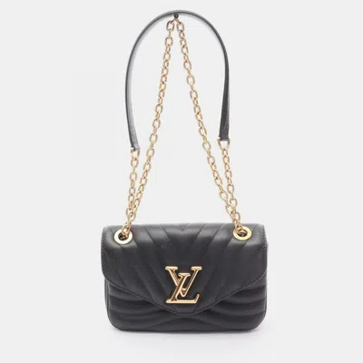 Pre-owned Louis Vuitton New Wave Chain Pm Black Leather Shoulder Bag