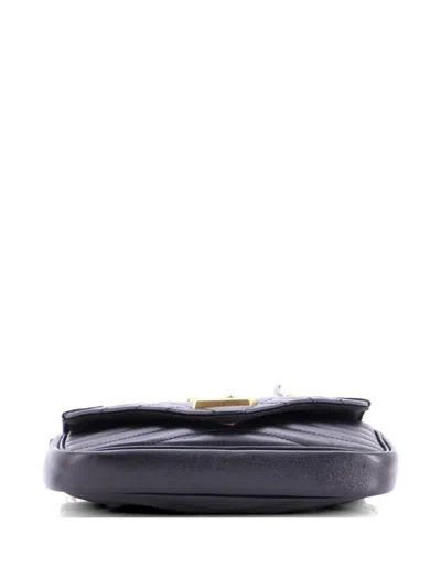 Pre-owned Louis Vuitton New Wave Chain Pochette Quilted Leather Clutch Bag In Black