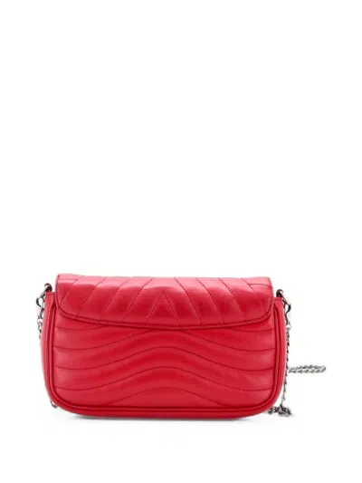 Pre-owned Louis Vuitton New Wave Chain Pochette Quilted Leather Clutch Bag In Red