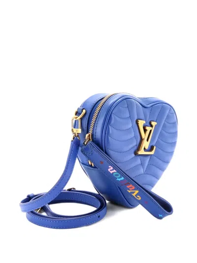 Pre-owned Louis Vuitton New Wave Heart Quilted Leather Crossbody Bag In Blue