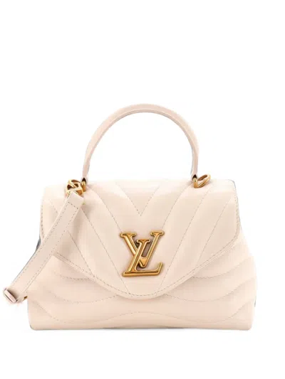 Pre-owned Louis Vuitton New Wave Hold Me Top Handle Bag Quilted Leather Satchel In Neutrals
