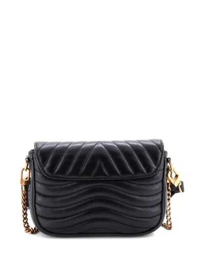 Pre-owned Louis Vuitton New Wave Multi Pochette Quilted Leather Crossbody Bag In Black