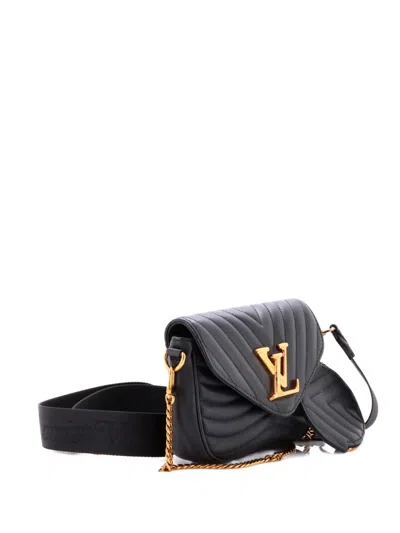 Pre-owned Louis Vuitton New Wave Multi Pochette Quilted Leather Crossbody Bag In Black