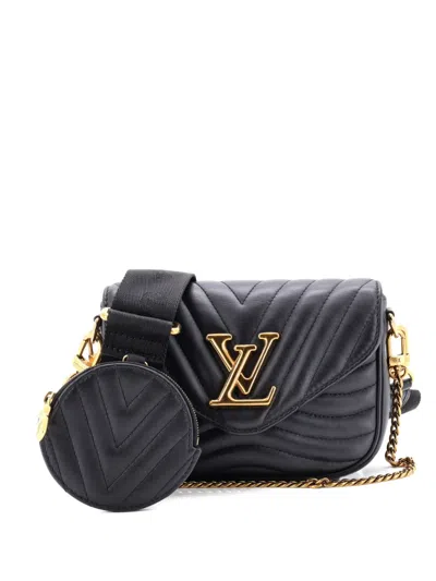 Pre-owned Louis Vuitton New Wave Multi Pochette Quilted Leather Crossbody Bag In Black