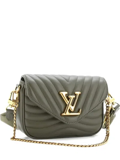 Pre-owned Louis Vuitton New Wave Multi Pochette Quilted Leather Crossbody Bag In Green