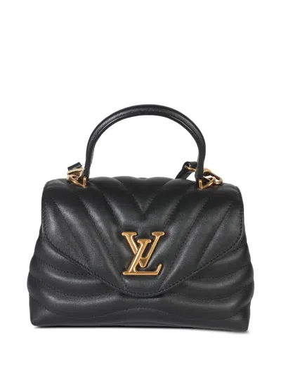 Pre-owned Louis Vuitton New Wave Top Handle Leather Satchel Bag In Black