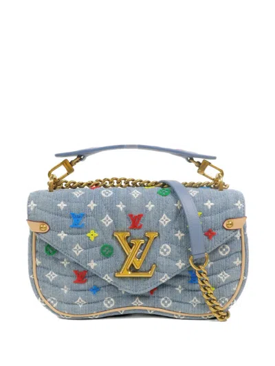 Pre-owned Louis Vuitton New Wave Two-way Denim Tote Bag In Blue