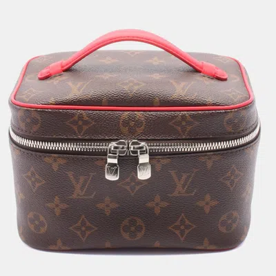 Pre-owned Louis Vuitton Nice Mini Brown/red Monogram Canvas Vanity Case