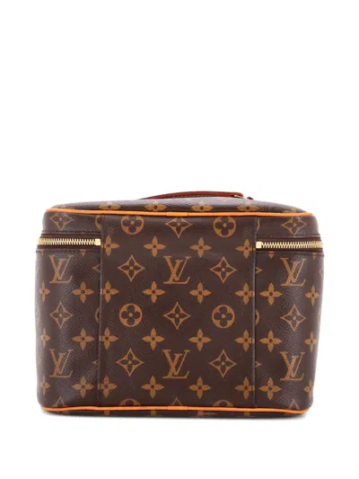 Pre-owned Louis Vuitton Nice Vanity Case Monogram Canvas Bb Pouch In Brown