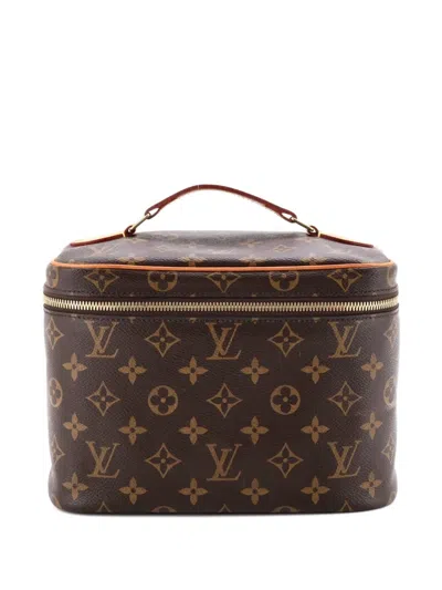 Pre-owned Louis Vuitton Nice Vanity Case Monogram Canvas Bb Pouch In Brown