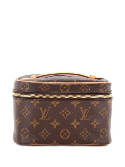 Pre-owned Louis Vuitton Nice Vanity Case Monogram Canvas Mini Pouch In Brown
