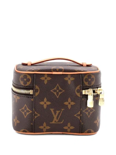Pre-owned Louis Vuitton Nice Vanity Case Monogram Canvas Nano Pouch In Brown