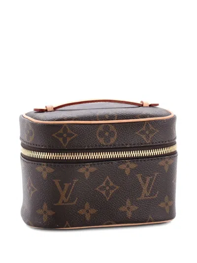 Pre-owned Louis Vuitton Nice Vanity Case Monogram Canvas Nano Pouch In Brown