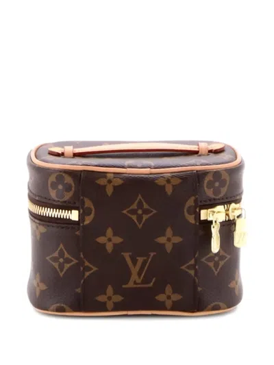 Pre-owned Louis Vuitton Nice Vanity Case Monogram Canvas Nano Pouch In Brown