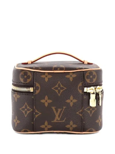 Pre-owned Louis Vuitton Nice Vanity Case Monogram Canvas Nano Pouch In Brown