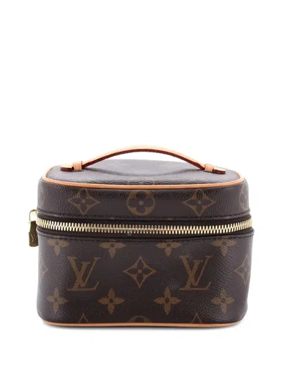 Pre-owned Louis Vuitton Nice Vanity Case Monogram Canvas Nano Pouch In Brown