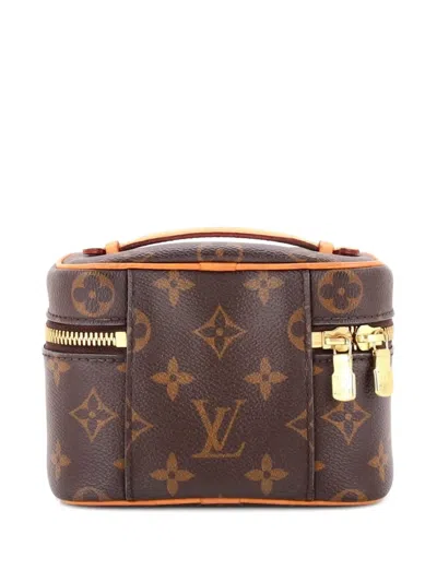 Pre-owned Louis Vuitton Nice Vanity Case Monogram Canvas Nano Pouch In Brown