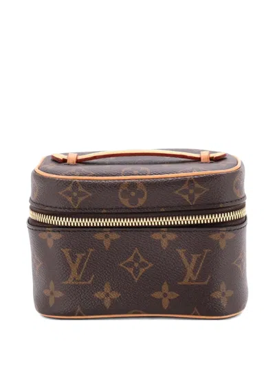 Pre-owned Louis Vuitton Nice Vanity Case Monogram Canvas Nano Pouch In Brown