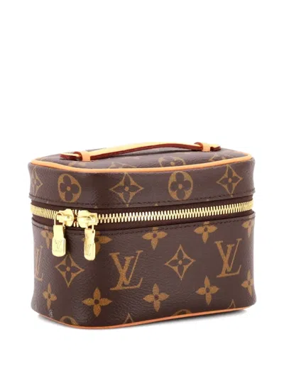 Pre-owned Louis Vuitton Nice Vanity Case Monogram Canvas Nano Pouch In Brown