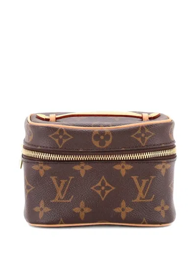 Pre-owned Louis Vuitton Nice Vanity Case Monogram Canvas Nano Pouch In Brown