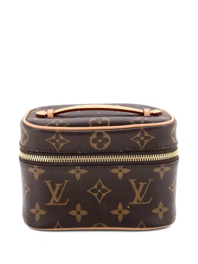 Pre-owned Louis Vuitton Nice Vanity Case Monogram Canvas Nano Pouch In Brown
