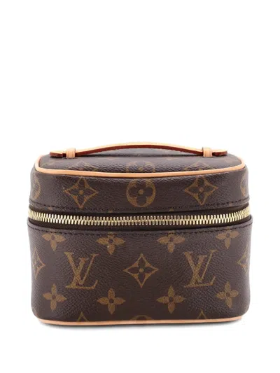 Pre-owned Louis Vuitton Nice Vanity Case Monogram Canvas Nano Pouch In Brown
