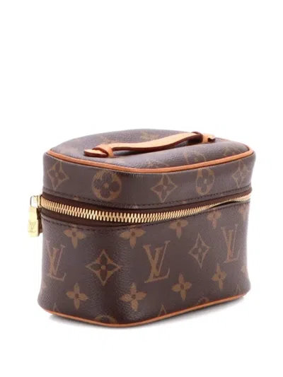 Pre-owned Louis Vuitton Nice Vanity Case Monogram Canvas Nano Pouch In Brown