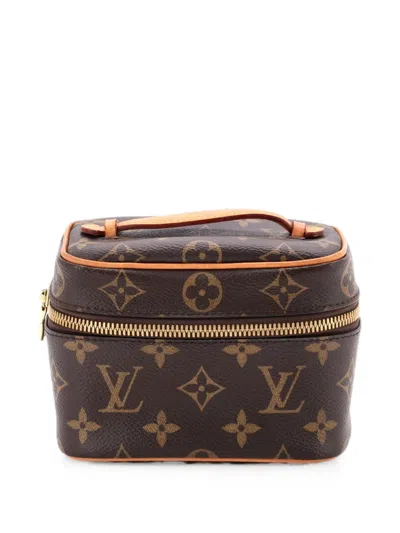 Pre-owned Louis Vuitton Nice Vanity Case Monogram Canvas Nano Pouch In Brown