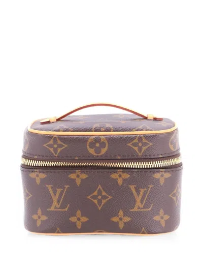 Pre-owned Louis Vuitton Nice Vanity Case Monogram Canvas Nano Pouch In Brown