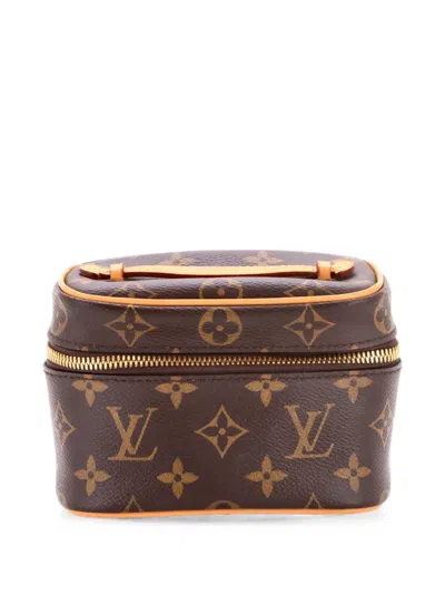 Pre-owned Louis Vuitton Nice Vanity Case Monogram Canvas Nano Pouch In Brown