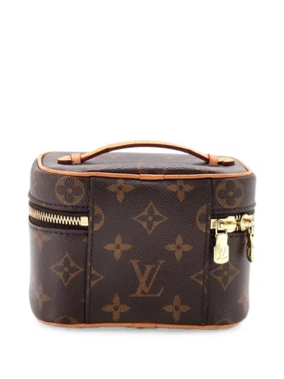 Pre-owned Louis Vuitton Nice Vanity Case Monogram Canvas Nano Pouch In Brown