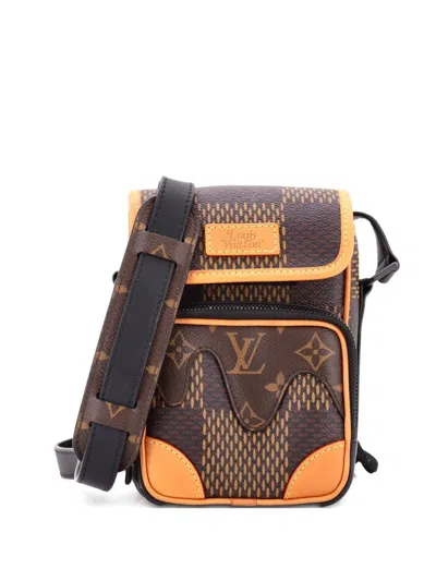 Pre-owned Louis Vuitton Nigo Amazone Messenger Bag Limited Edition Giant Damier And Monogram Canvas Nano Crossbody Bag In Brown