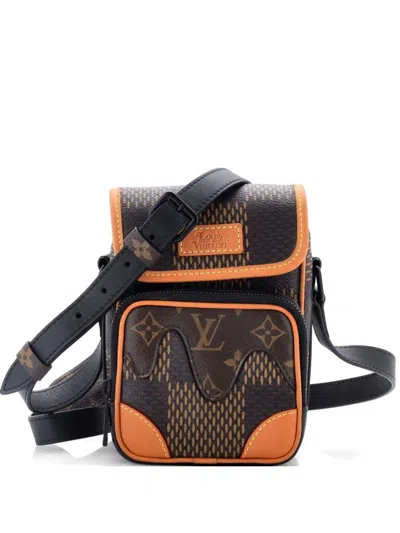 Pre-owned Louis Vuitton Nigo Amazone Messenger Bag Limited Edition Giant Damier And Monogram Canvas Nano Crossbody Bag In Brown