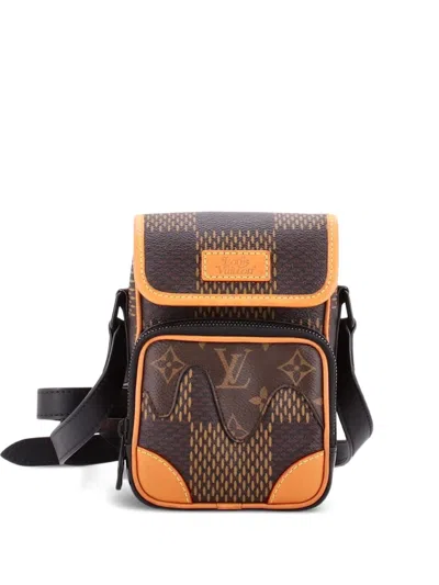 Pre-owned Louis Vuitton Nigo Amazone Messenger Bag Limited Edition Giant Damier And Monogram Canvas Nano Crossbody Bag In Brown