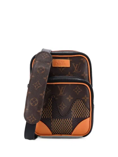 Pre-owned Louis Vuitton Nigo Amazone Sling Bag Limited Edition Giant Damier And Monogram Canvas Crossbody Bag In Brown