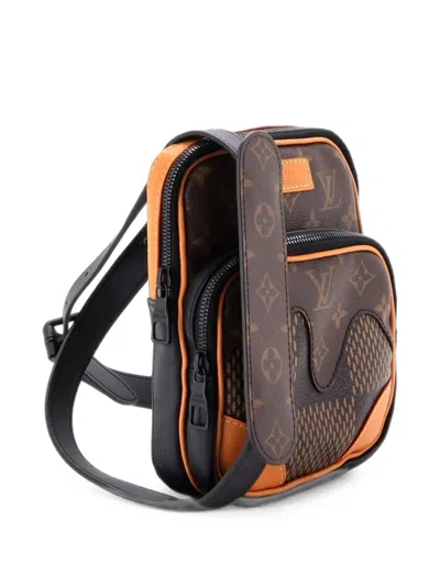 Pre-owned Louis Vuitton Nigo Amazone Sling Bag Limited Edition Giant Damier And Monogram Canvas Crossbody Bag In Brown