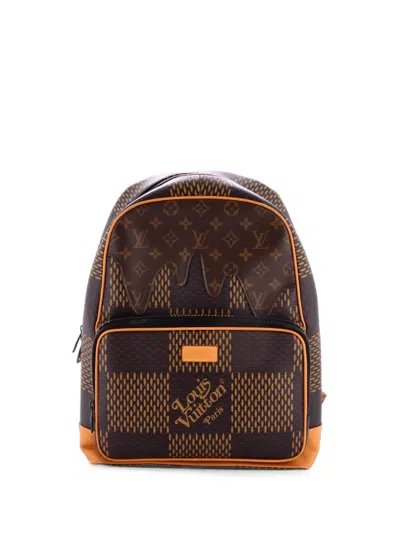 Pre-owned Louis Vuitton Nigo Campus Limited Edition Giant Damier And Monogram Canvas Backpack In Brown
