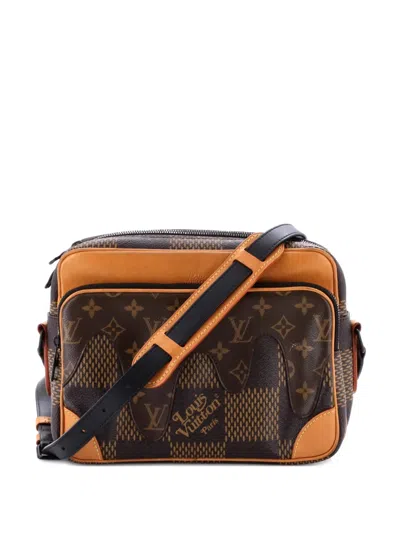 Pre-owned Louis Vuitton Nigo Nil Messenger Bag Limited Edition Giant Damier And Monogram Canvas Pm Crossbody Bag In Brown