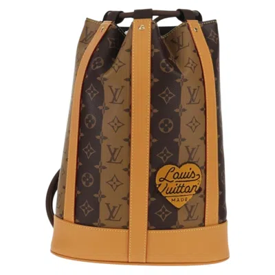 Pre-owned Louis Vuitton Nigo Randonnee Backpack Limited Edition Stripes Monogram Canvas Brown Canvas Shoulder