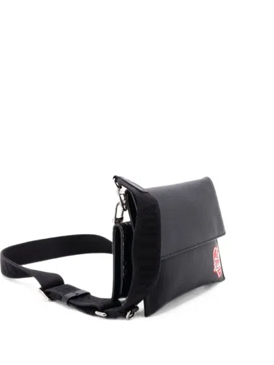 Pre-owned Louis Vuitton Nigo Trio Messenger Pouch Monogram Denim And Taurillon Leather Clutch Bag In Black
