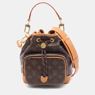 Pre-owned Louis Vuitton Noe Cargo Brown Coated Canvas Leather Monogram Handbag