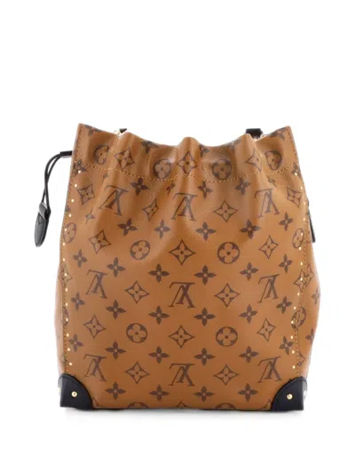 Pre-owned Louis Vuitton Noe Trunk Bag Reverse Monogram Canvas Pm Bucket Bag In Brown