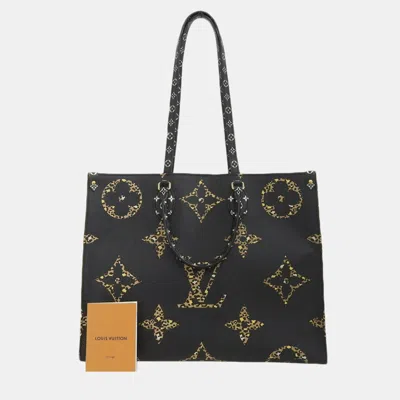 Pre-owned Louis Vuitton Noir Canvas Giant Monogram Jungle Onthego Gm Tote Bag In Black