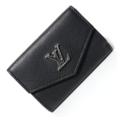Pre-owned Louis Vuitton Noir Cuir Ombre Leather Wallet (tri-fold) ()