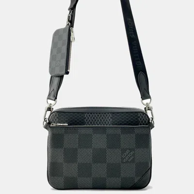 Pre-owned Louis Vuitton Noir Damier Graphite 3d Trio Messenger